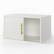 Cube Storage Organizer With Sliding Door Stackable Modular Bookshelf & Storage Cabinet - White