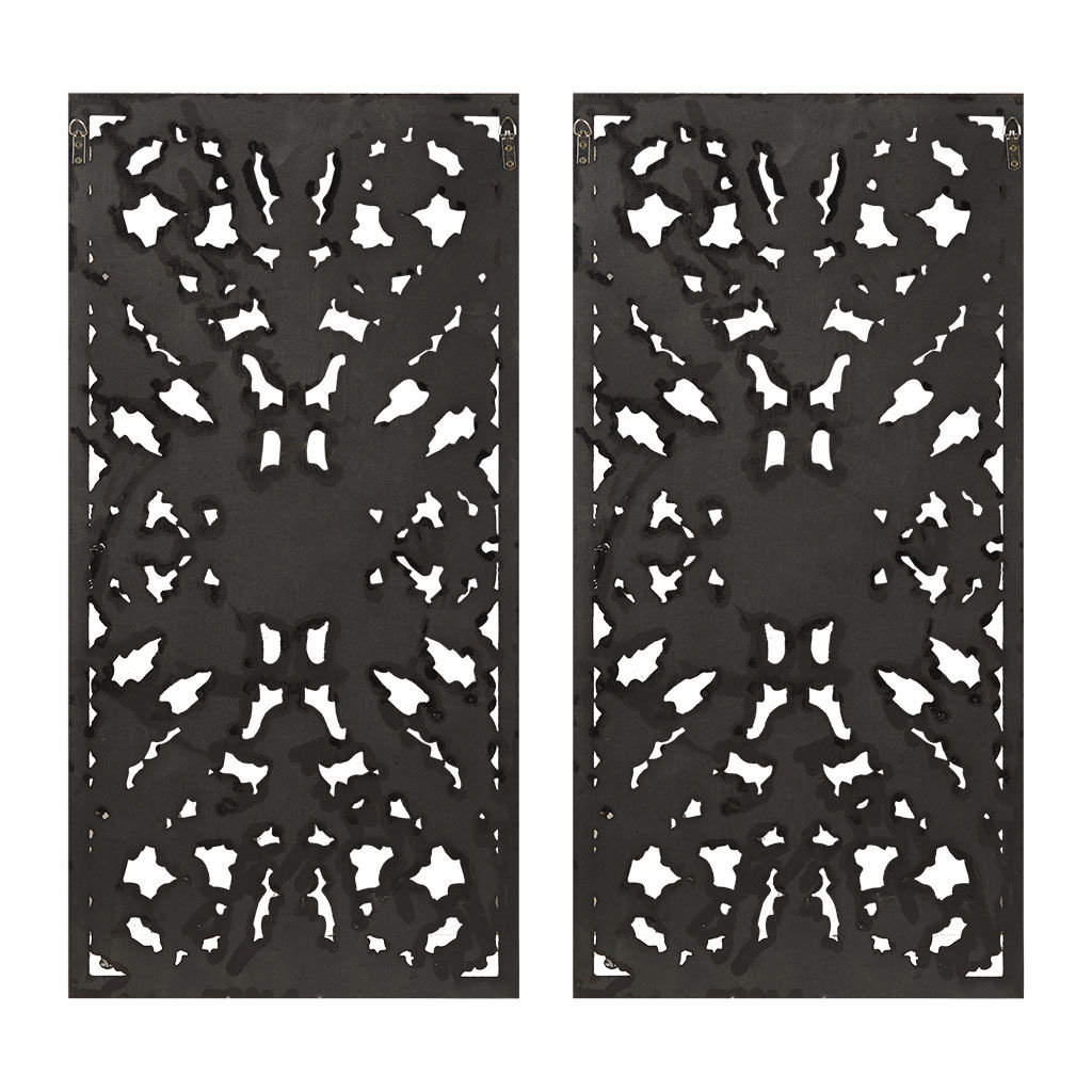 Botanical Panel - Carved Wall Decor (Set of 2) - Antique Blue