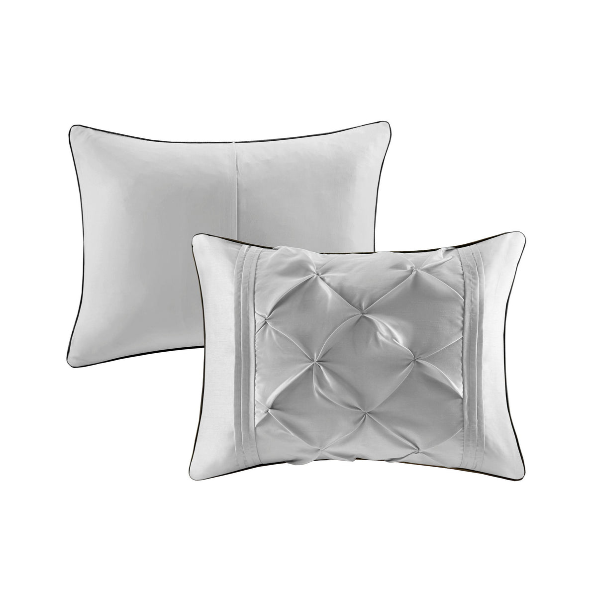 Laurel - King Pieced Pleated 7 Piece Tufted Comforter Set - Gray