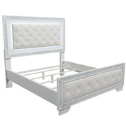 Eastern King Size Bed With LED Lights And Mirror Trim - Cream / Ivory