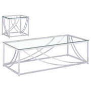 Kempton - 2 Piece Coffee And End Table Set - Chrome