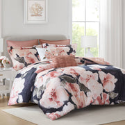 Shanti - 7 Piece California King Printed Comforter Set - Blush