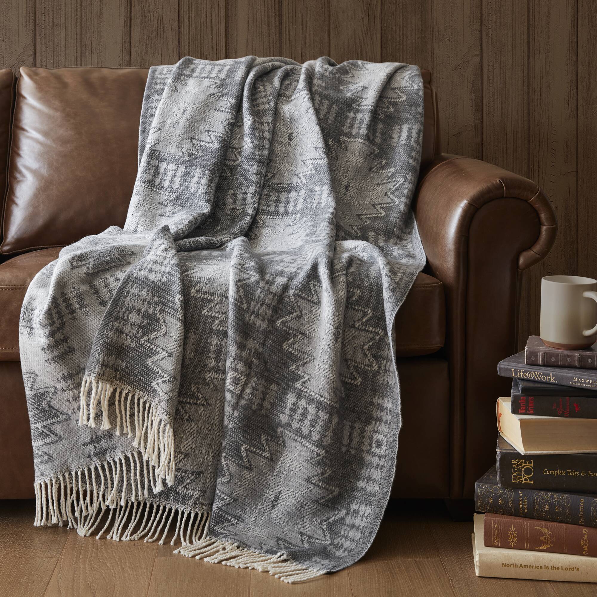 Alberta - Cotton Blend Throw - Gray Aztec