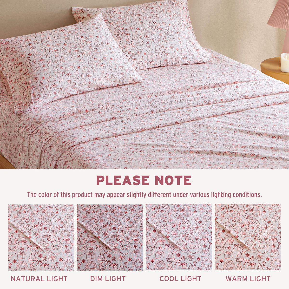 Cozy Soft - Twin 100% Flannel Pigment Printed Sheet Set - Holiday Doodles