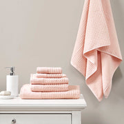 Spa - 6 Piece Jacquard Antimicrobial Towels Set - Pink