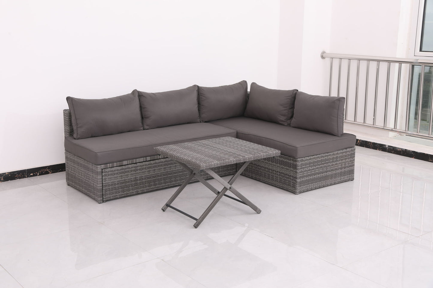 Patio Sofa With Cushions - Gray