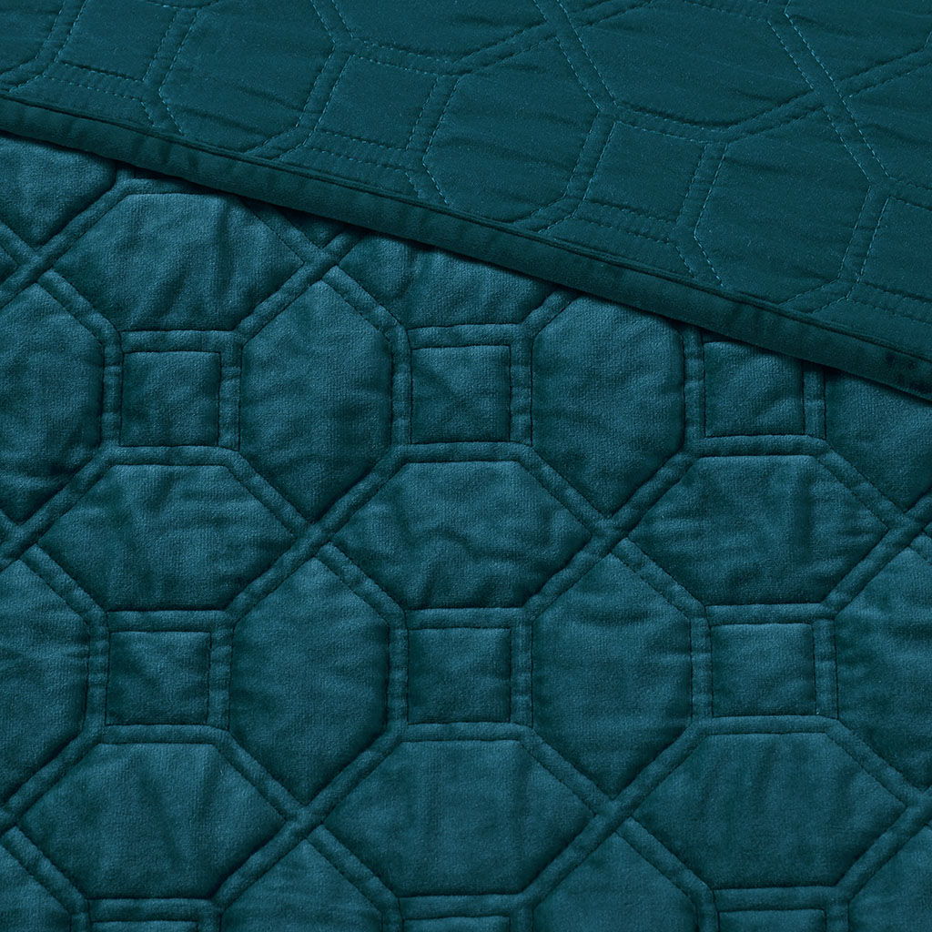 Harper - Reversible 3 Piece Coverlet Set - Teal