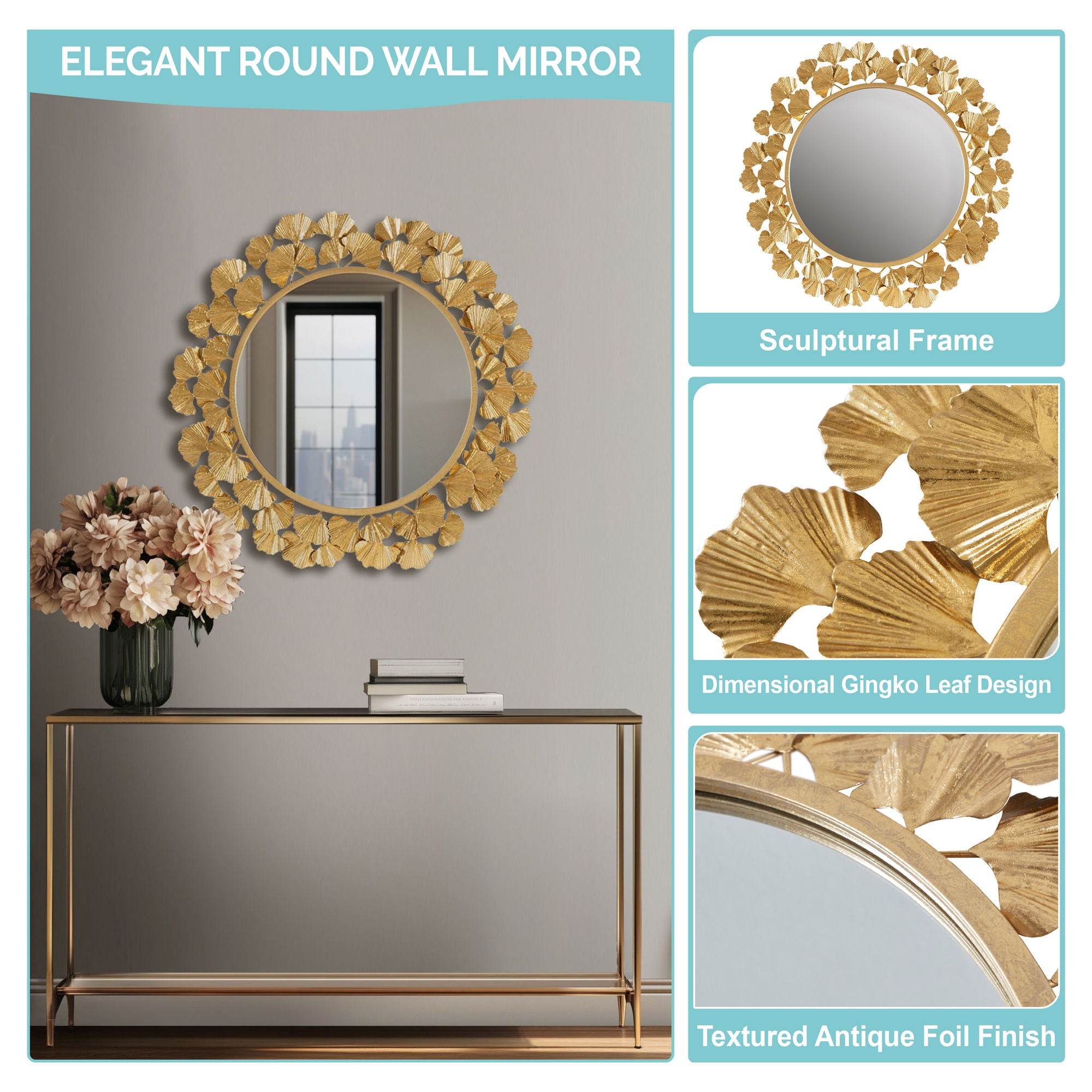 Eden - Foil Ginkgo Mirror - Gold