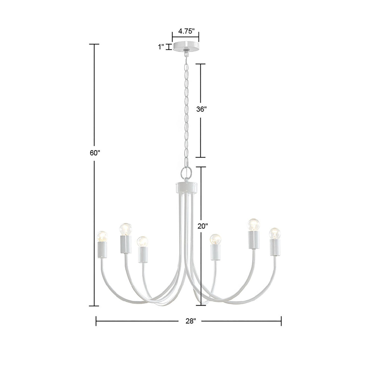 Ellie - 6-Light Chandelier - White