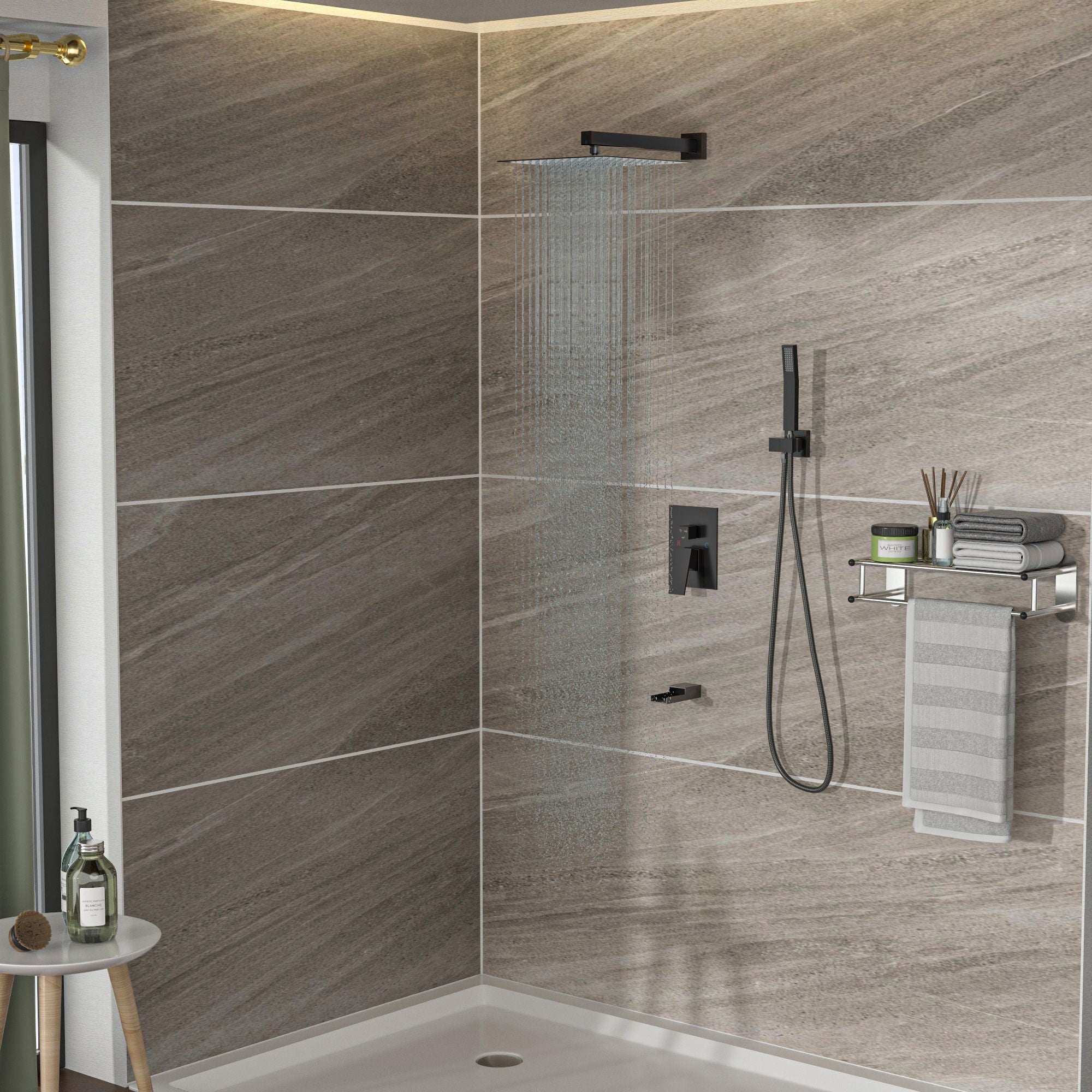 10" Wall Mounted Square Shower System With Rough In Valve