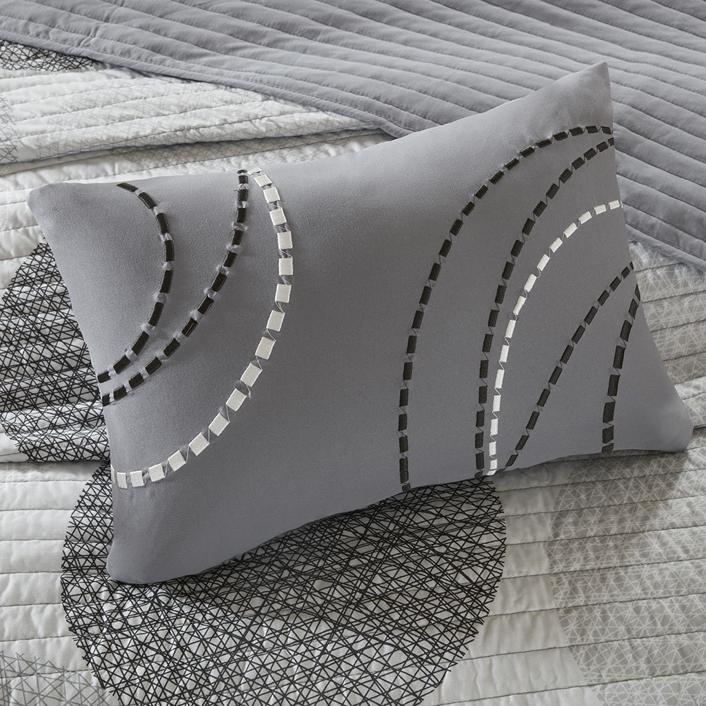 Knowles - Twin Complete Reversible Coverlet And Sheet Set - Gray