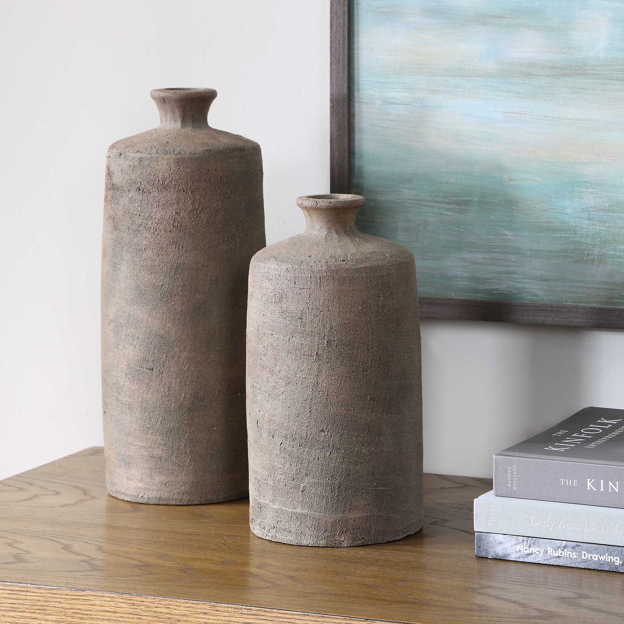 Terrene - Clay Vases (Set of 2) - Brown