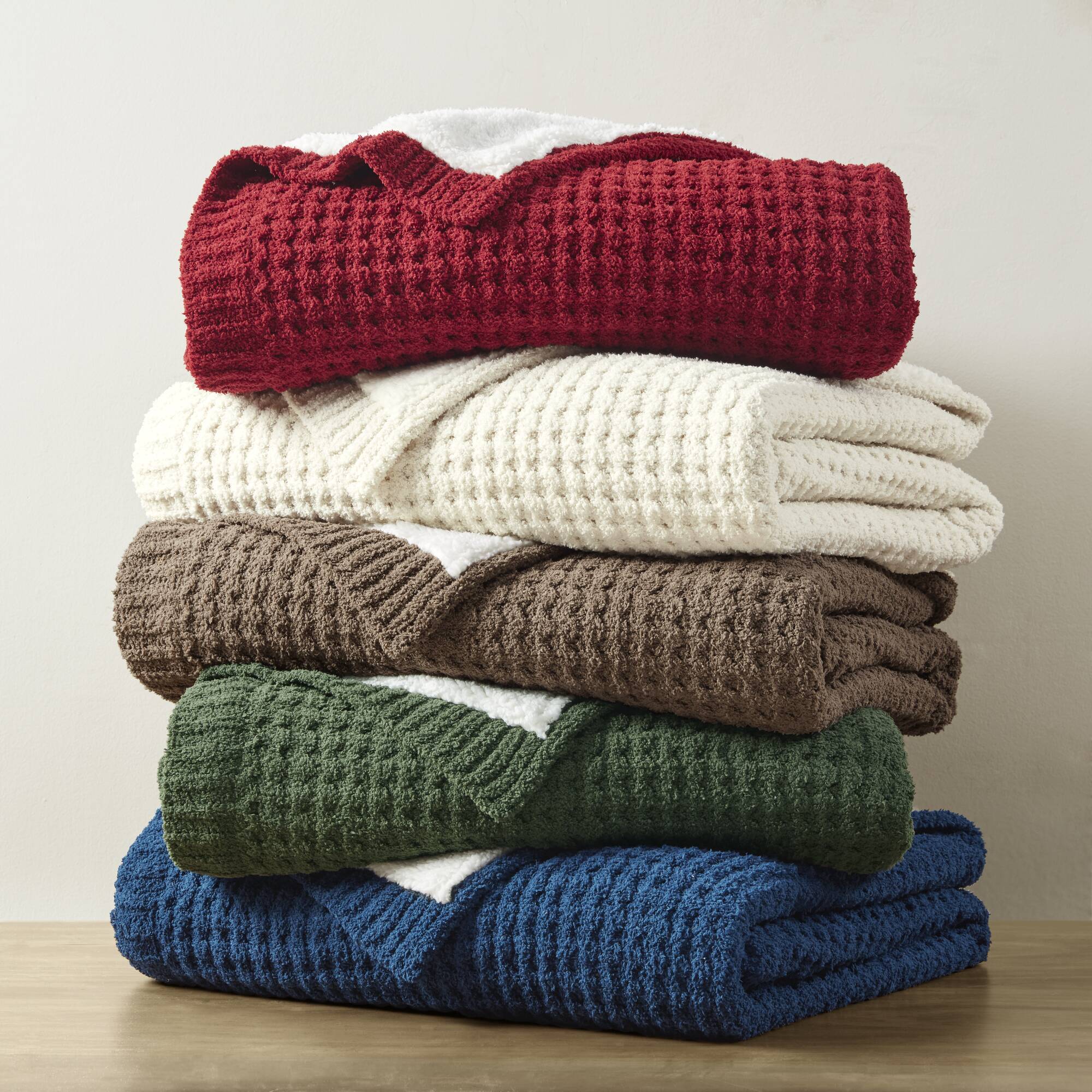 Rowan - Waffle Knit Chenille Throw - Ivory