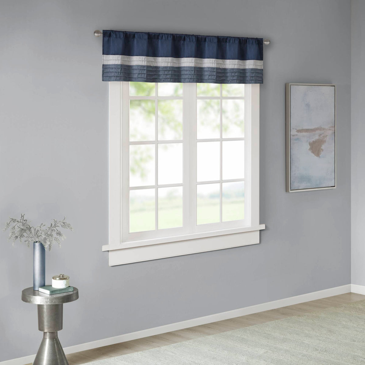 Amherst - Polyoni Pintuck Window Valance - Navy