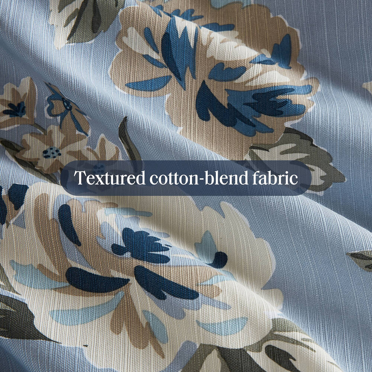 Salara - 7 Piece King Vintage Floral Comforter Set - Blue