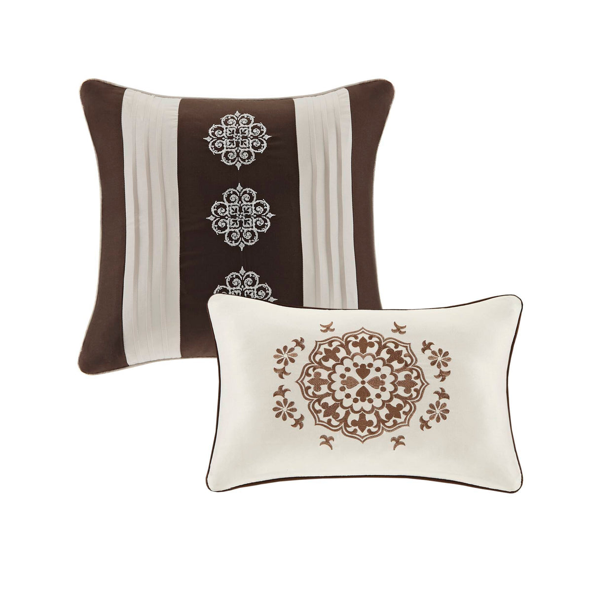Zara - California King 16 Piece Complete Bedding Set With 2 Sheet Sets - Brown