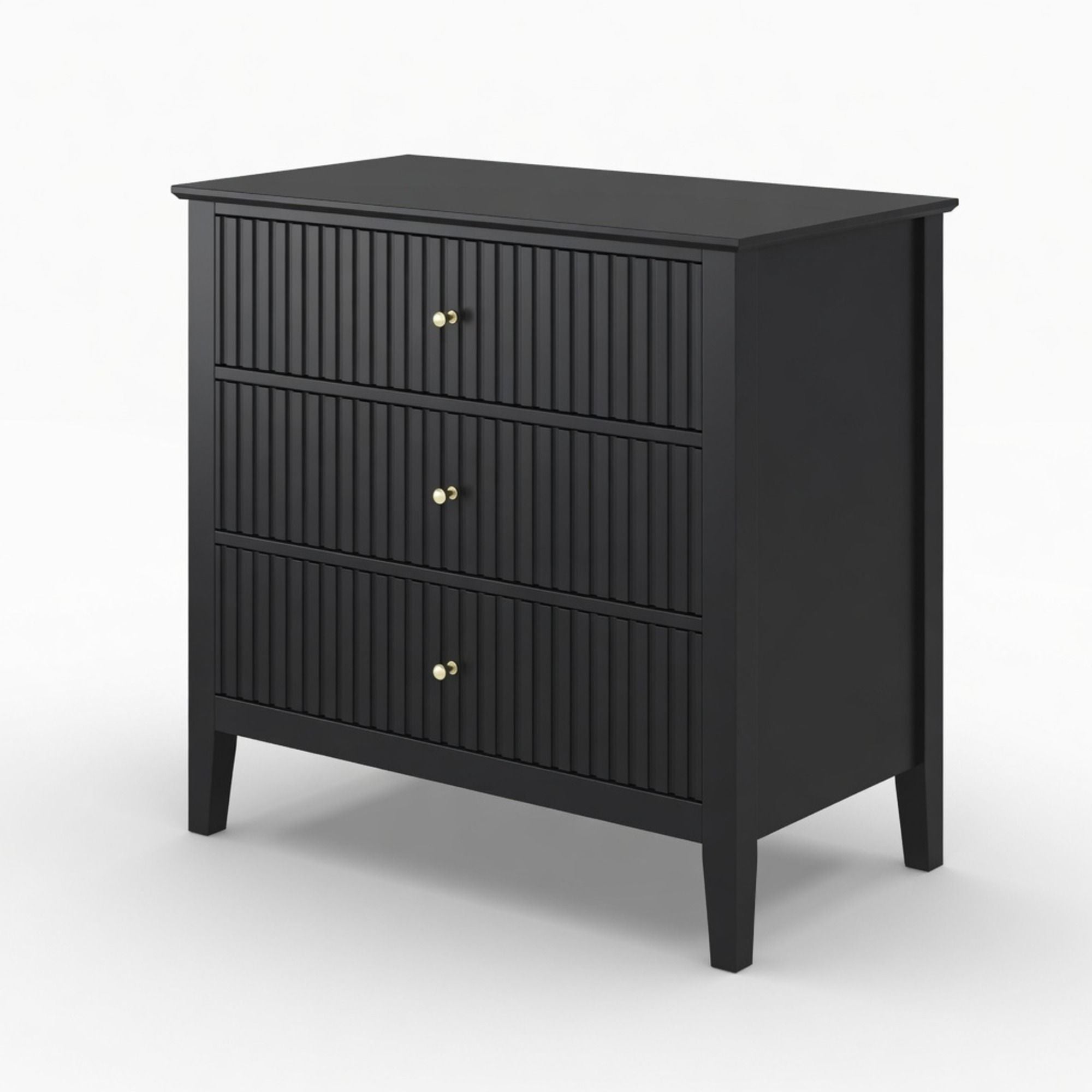 Fluted 3 Drawer Nightstand With Soft Close Slides