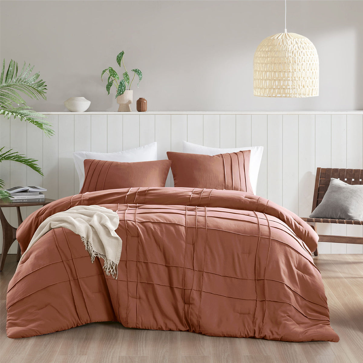 Porter - Queen Soft Washed Pleated Comforter Set - Clay