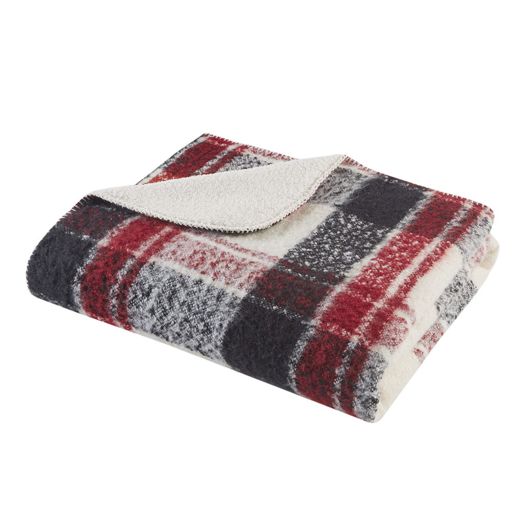 Bloomington - Faux Mohair to Sherpa Throw - Red