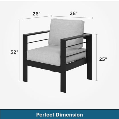 Modern All-Weather Patio Armchairs & Thick Cushions (Set of 2)