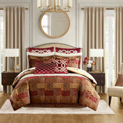 Galleria - 4 Piece California King Red Comforter Set - Red