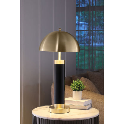 Leoch - Dome Shade Pillar Table Lamp Set With Dome - Black