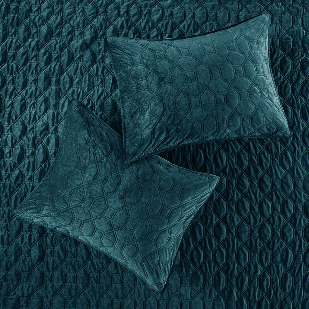 Harper - King Reversible 3 Piece Coverlet Set - Teal