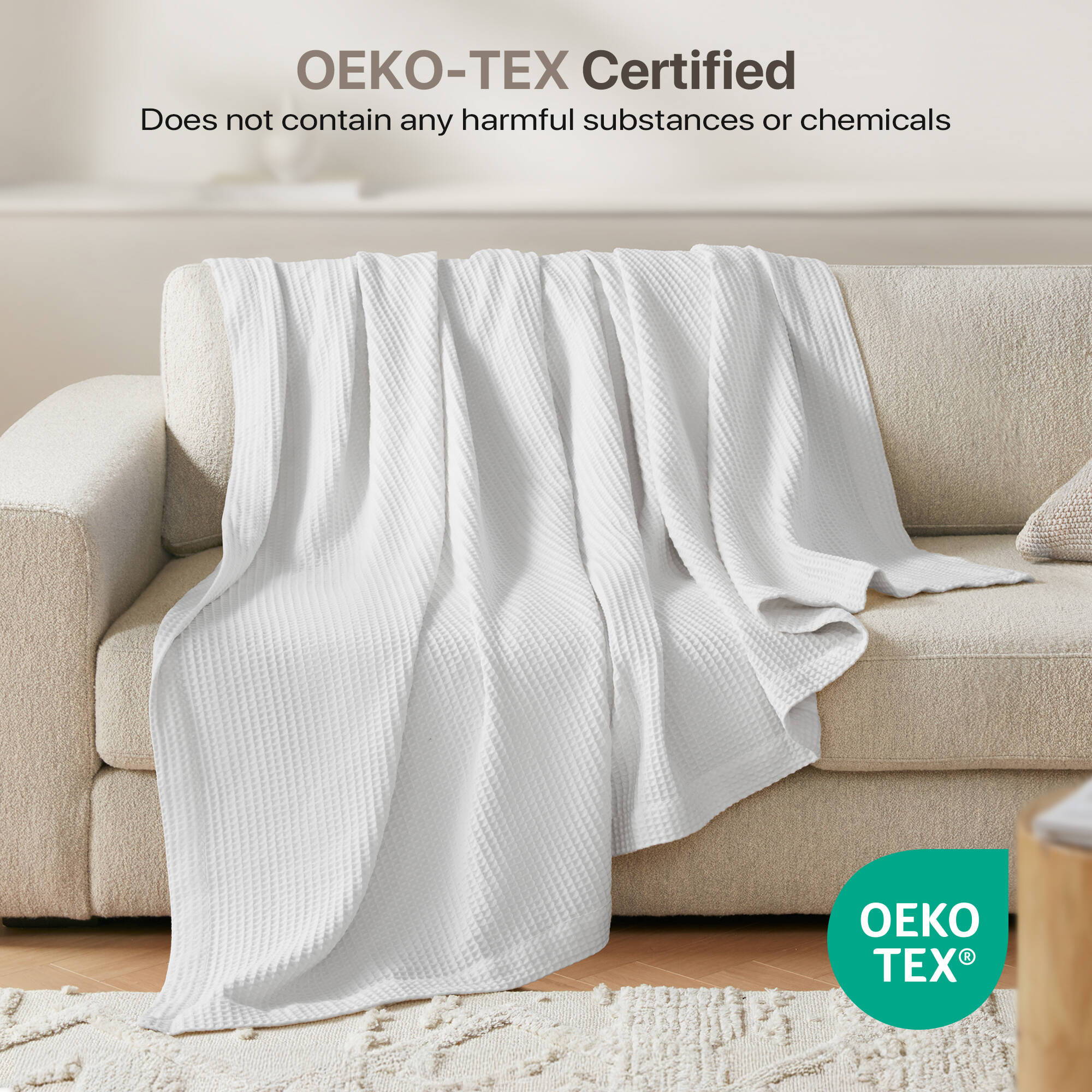 Waffle Weave - Cotton Blanket - White