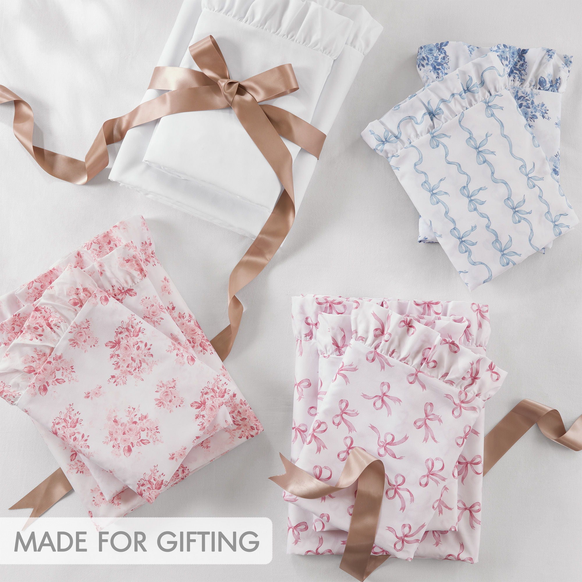 Microfiber Ruffle - Queen Sheets - Pink Floral