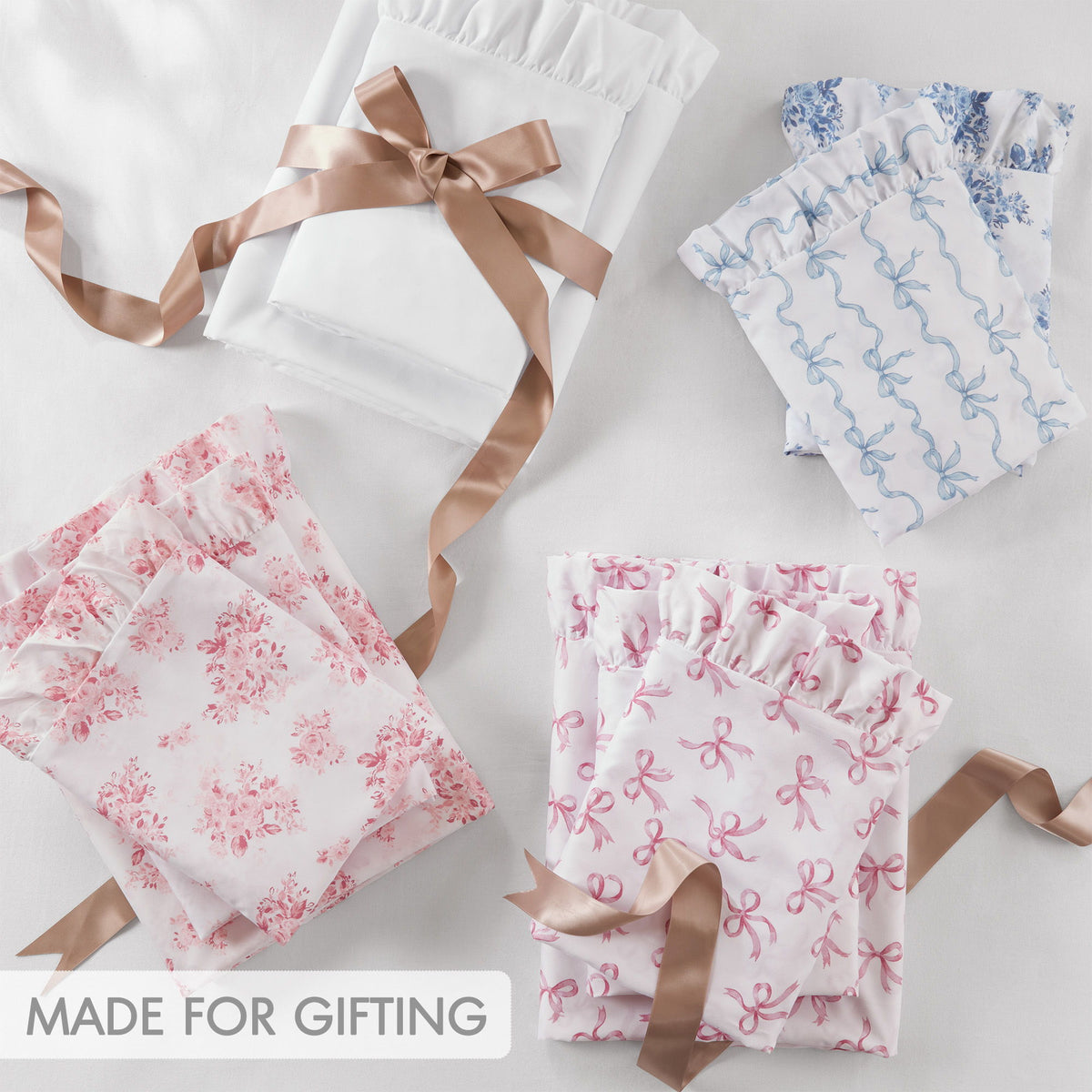 Microfiber Ruffle - Queen Sheets - Blue Floral