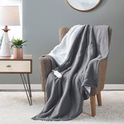Fleece to Sherpa - Heated Throw Extra Comfort - Dark Gray