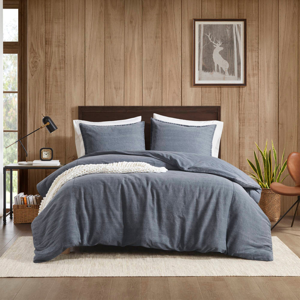 Mckenzie - 3 Piece King/California King Twill Washed Duvet Set - Blue