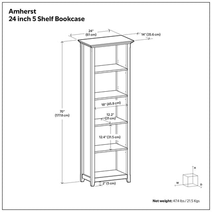 Amherst - 5 Shelf Bookcase - Brown - Pine