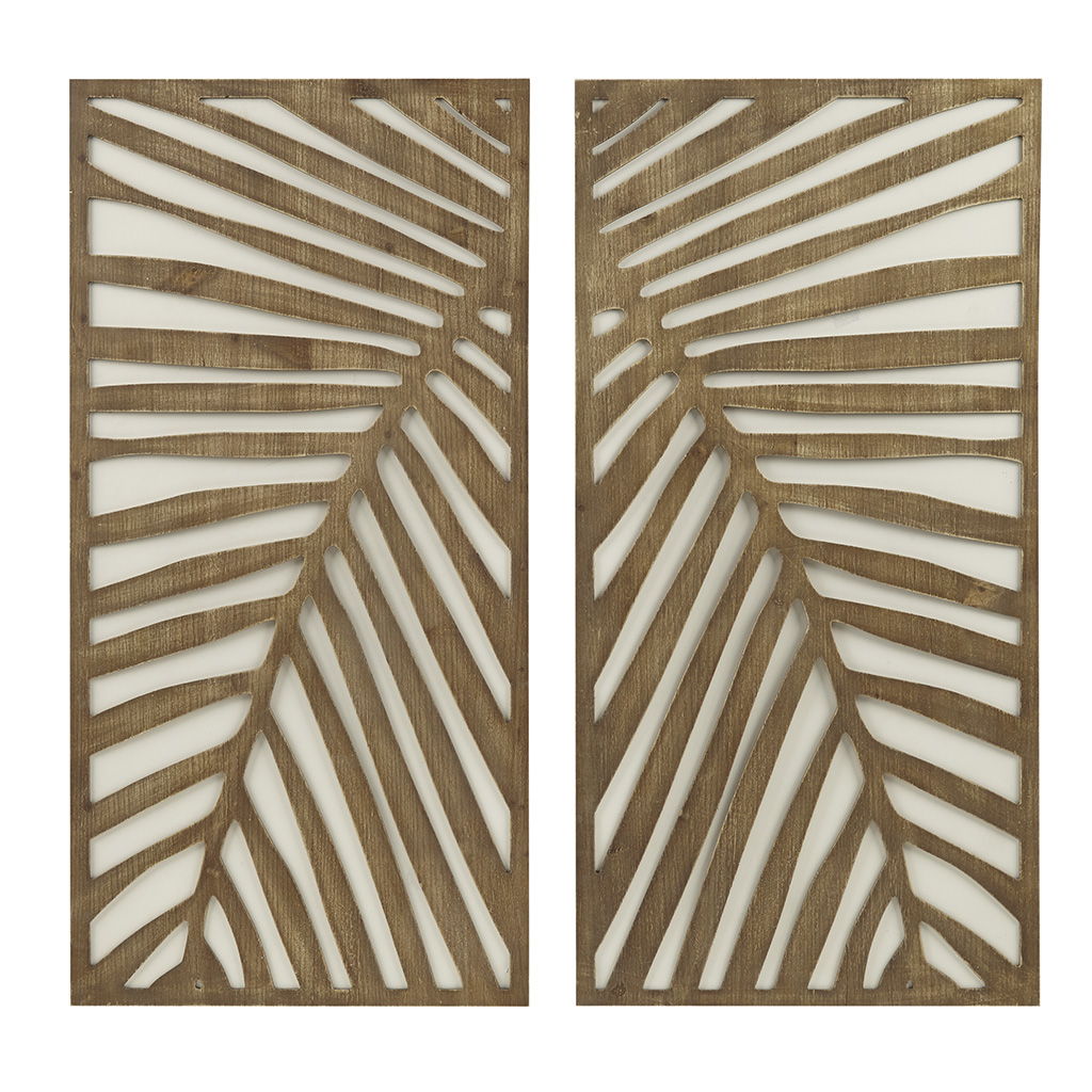 Birch Palms - Carved Wall Panel (Set of 2) - Dark Brown