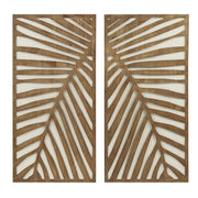 Birch Palms - Carved Wall Panel (Set of 2) - Dark Brown