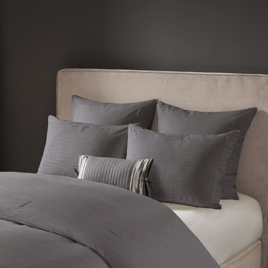 Hanae - Blend Yarn Dyed 3 Piece Comforter Set - Gray