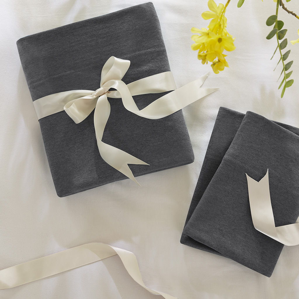 Cotton Blend Jersey Knit - King All Season Sheet Set - Dark Gray