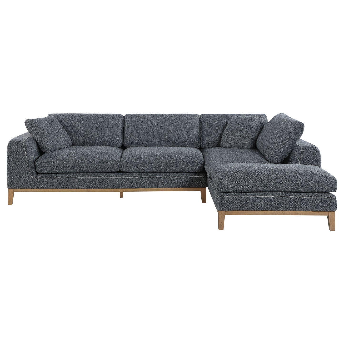 Harlan - L-Shape Upholstered Sectional With Pillows - Gray