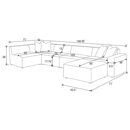 Marlowe - 6 Piece Tight Seat Modular Sectional - Ivory White