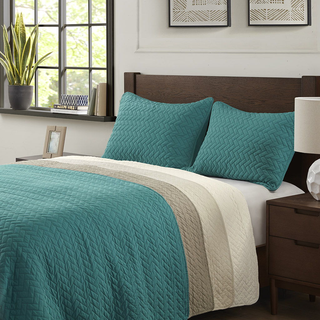 Velvet Touch - Queen 3 Piece Luxurious Oversized Quilted Coverlet Set - Taupe