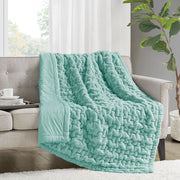 Ruched Fur - Ruched Throw - Aqua