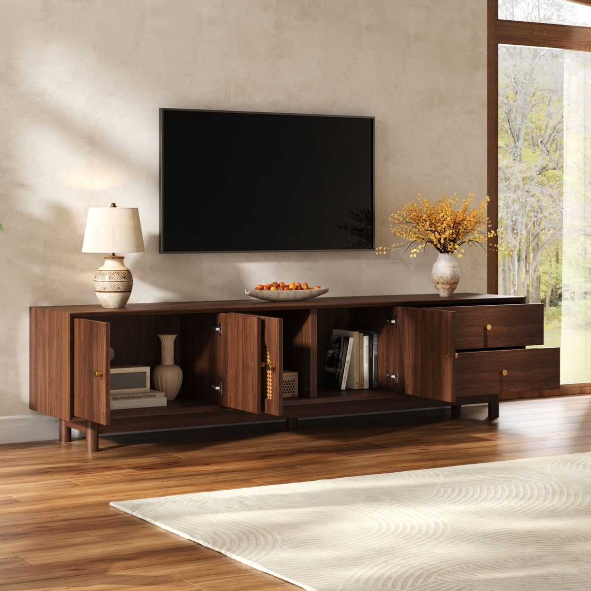 TV Stand With For 85" TVs - Walnut