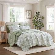 Darcy - 3 Piece Print King Quilt Set - Sage Green
