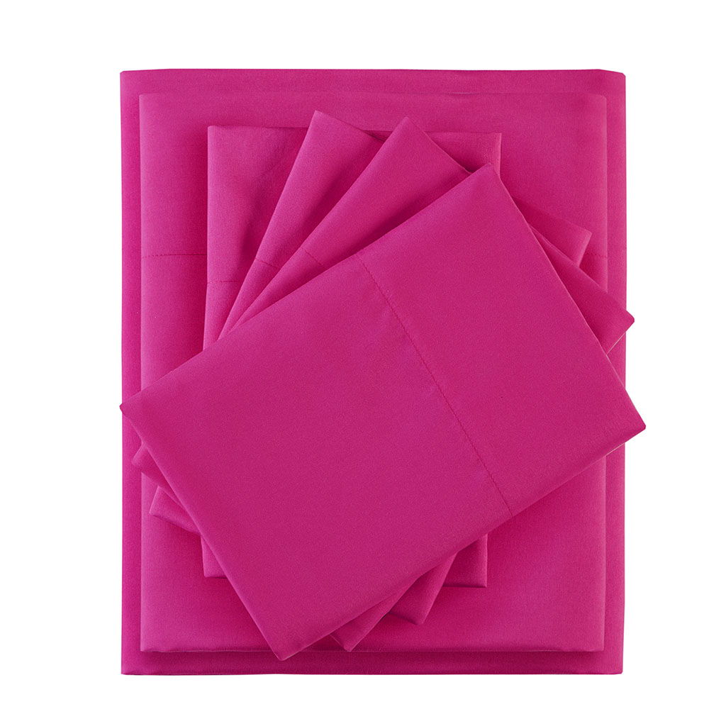 Microfiber - Twin Sheet Set With Side Storage Pockets - Pink