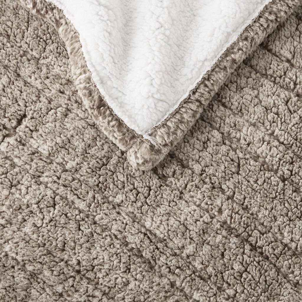 Marbled Sherpa - Heated Throw - Gray