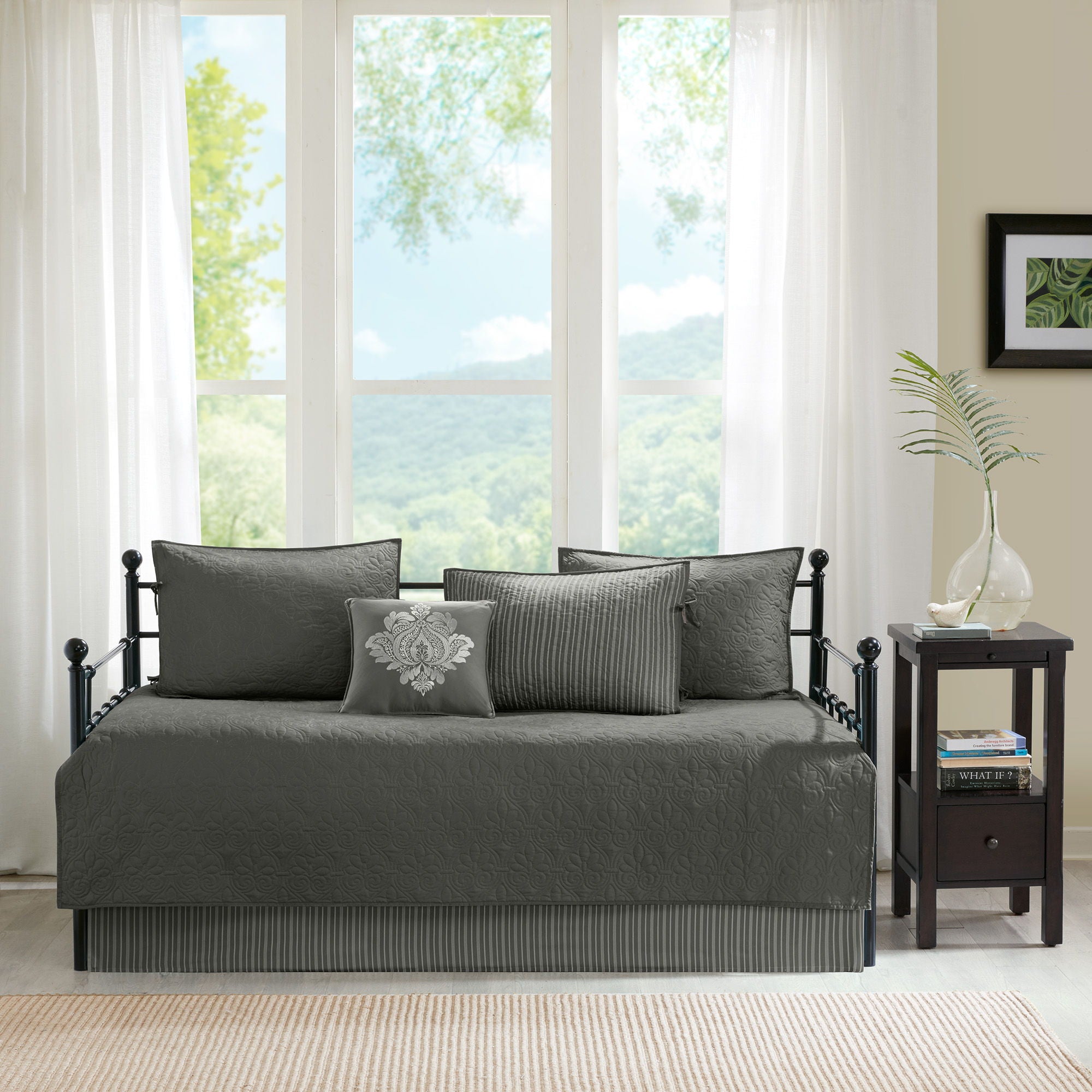 Quebec - Twin Reversible Daybed Cover (Set of 6) - Dark Gray
