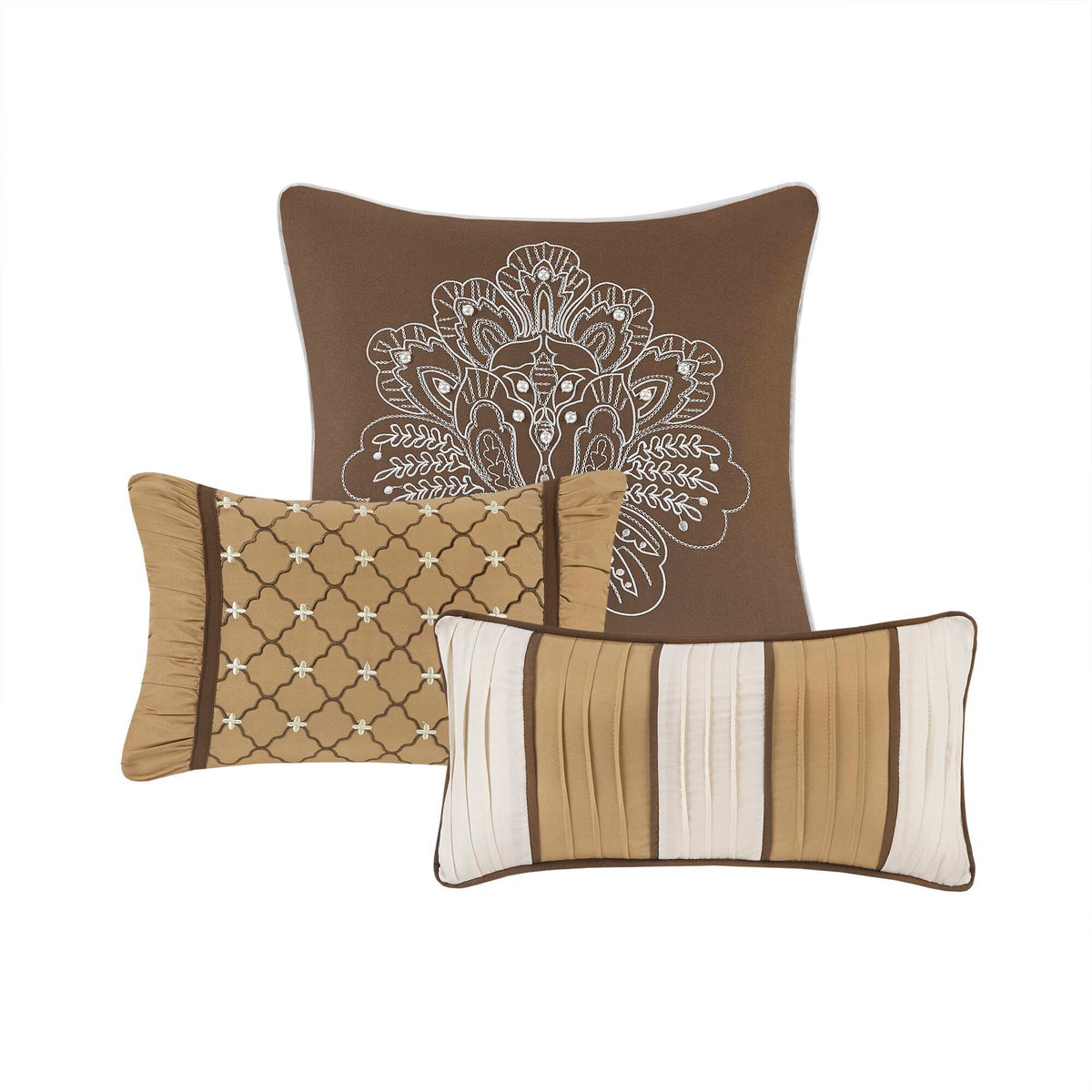 Bellagio - King 6 Piece Reversible Coverlet Set - Brown / Gold