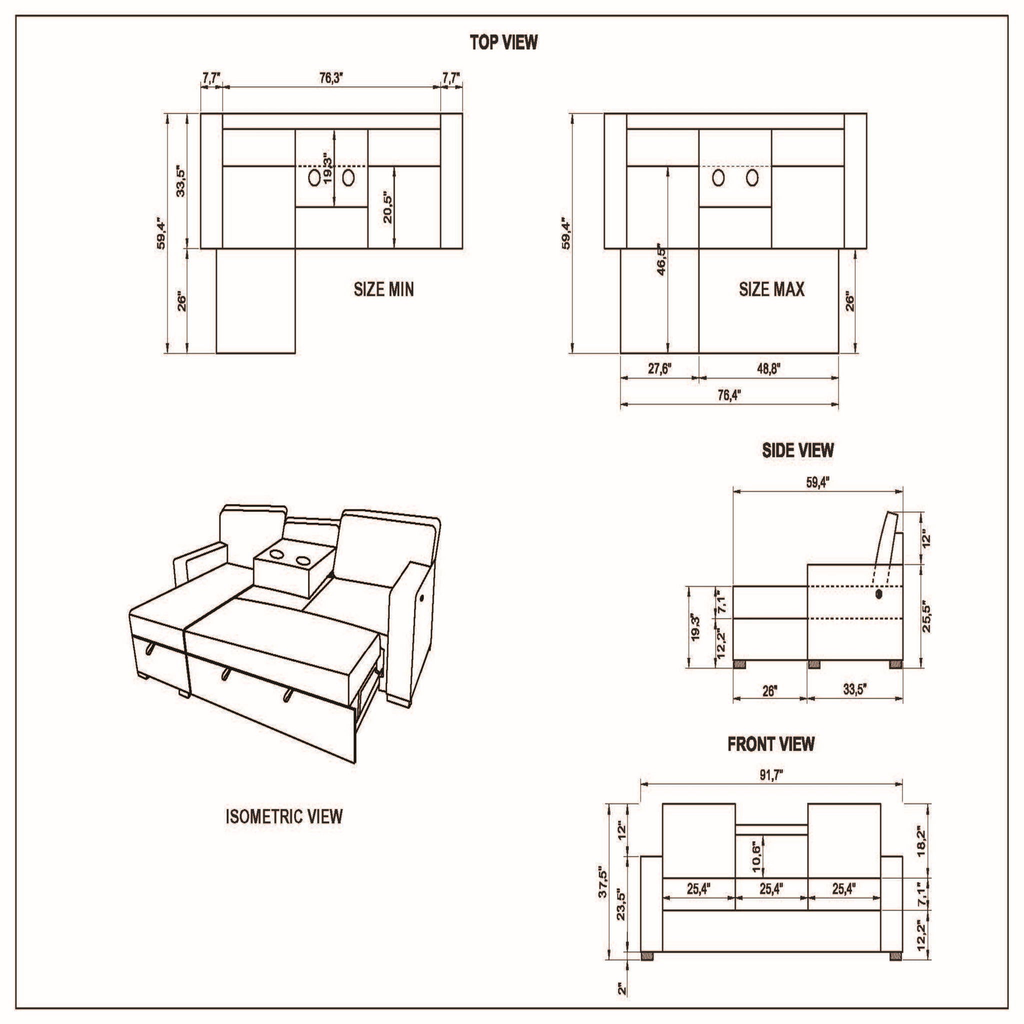 Territory - Pull Out Sofa Bed With Design - Dark Gray