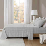 Cozy Cotton Flannel - Queen Printed Sheet Set - Gray Windowpane