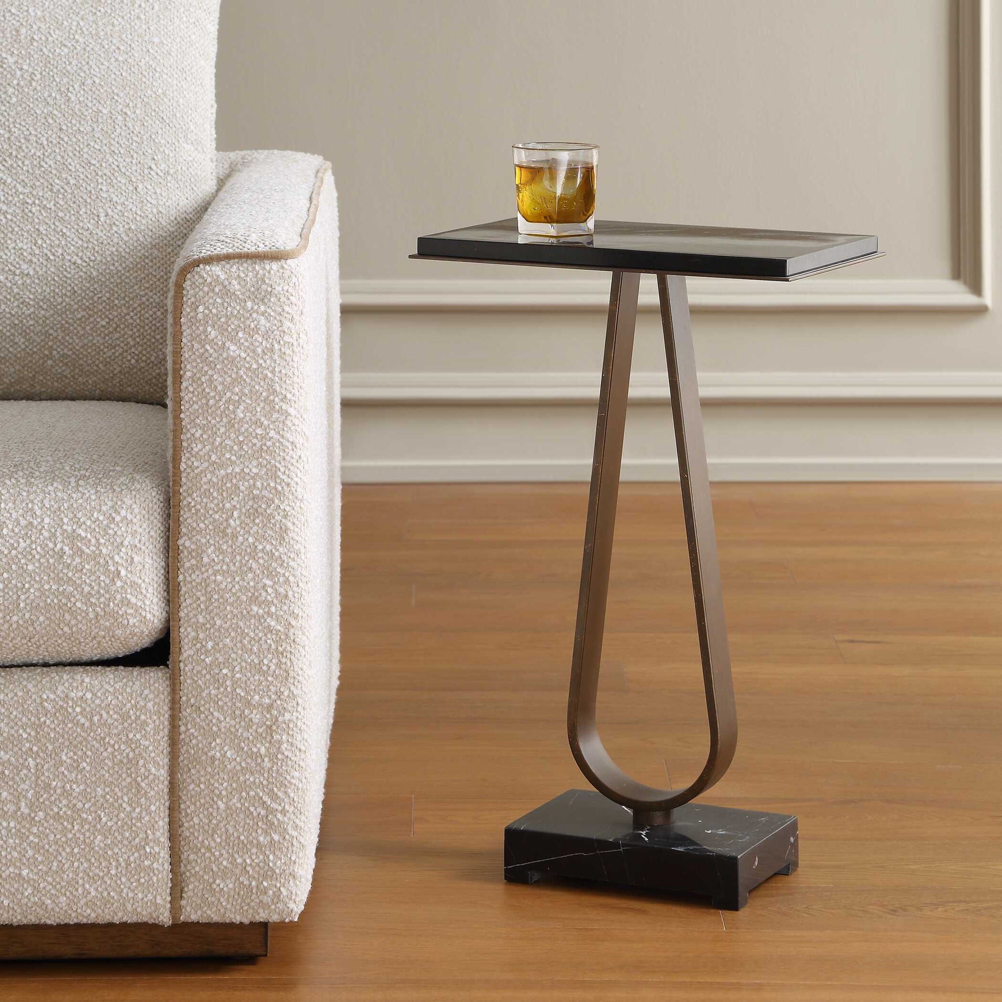 Galloway - Minimalist Accent Table - Black / Bronze